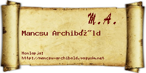 Mancsu Archibáld névjegykártya